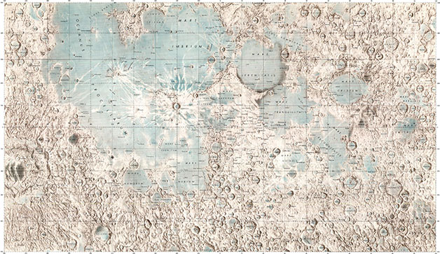 نقشه برجسته از سمت پیدای ماه
