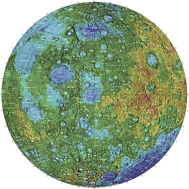 نقشه توپوگرافی محور شرقی ماه