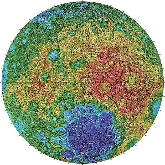 نقشه توپوگرافی از سمت پنهان ماه